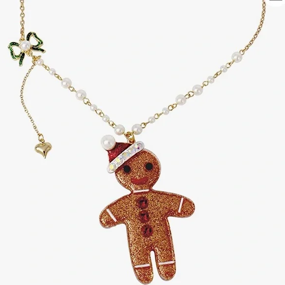 Betsey Johnson Gingerbread Man Statement Pendant Necklace - Picture 8 of 10